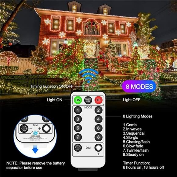 1000LED 394ft Super Long Ultra-Bright Christmas Lights 8 Modes & Timer Plug in - Picture 5 of 14